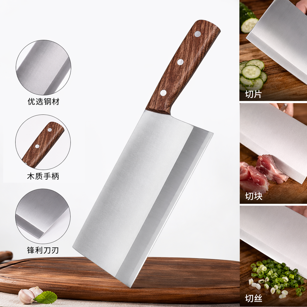 银色不锈钢菜刀家用多功能厨房刀具