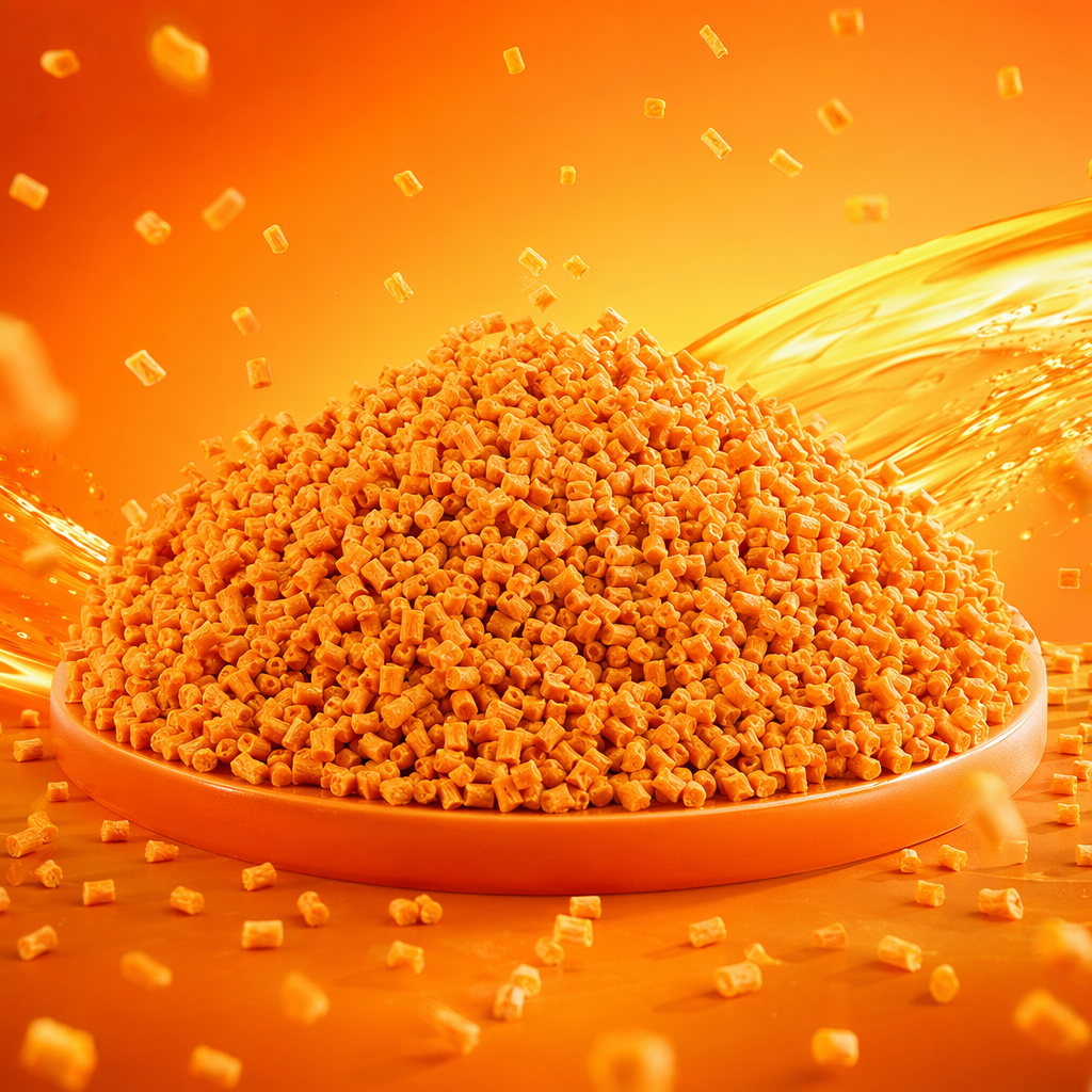 Orange granular toilet cleaner with a fresh and fragrant scent for removing dirt and scale Specification image