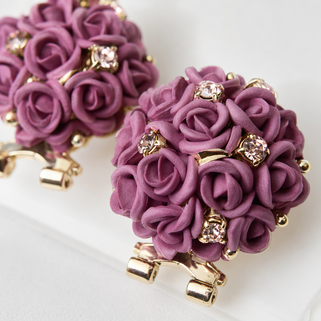 Colorful rose-shaped ear studs, fashionable and simple design, light luxury alloy material, vintage jewelry earrings, earrings, ear studs, silver needles Application Scenario