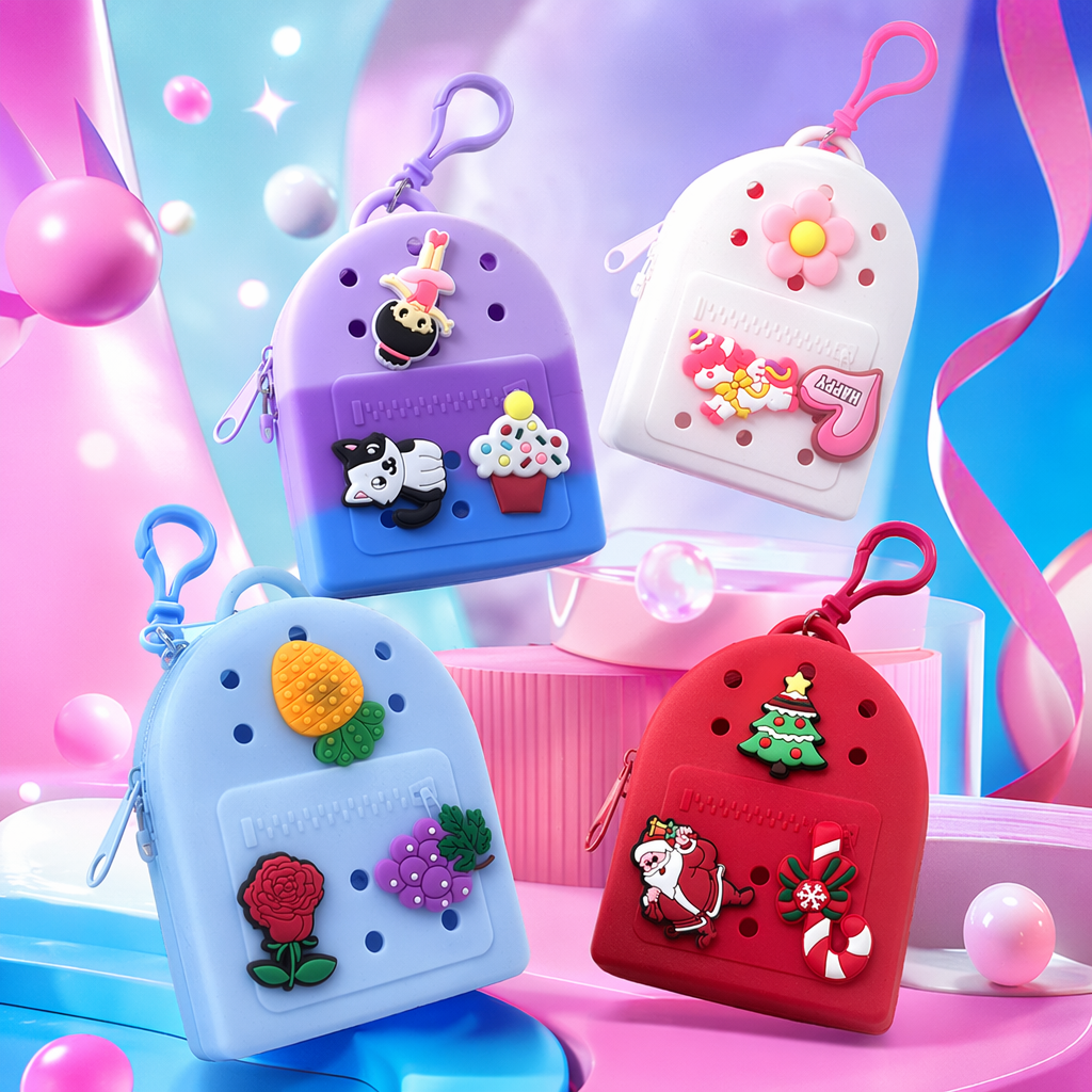 Colorful backpack-shaped keychains, cute cartoon pendants, fashionable and portable small items Specification image