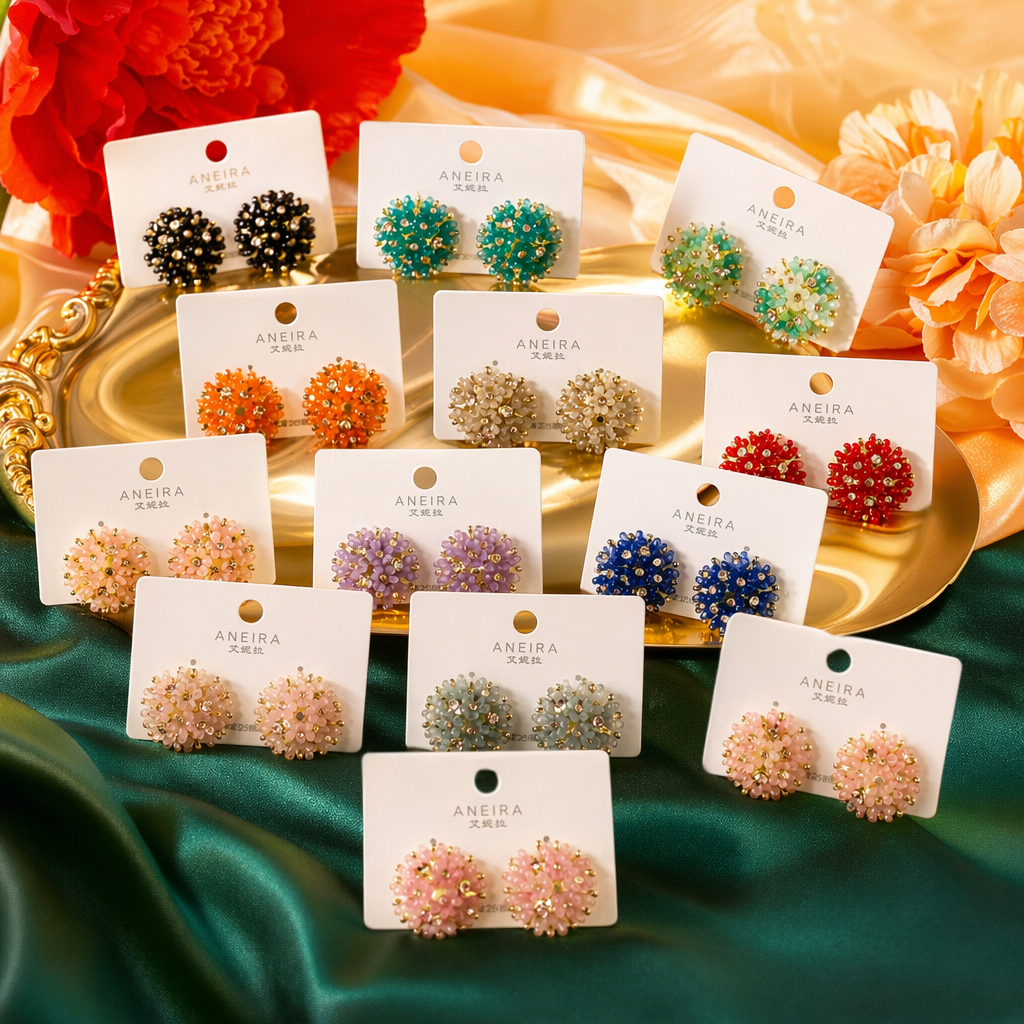 Colorful flower-shaped stud earrings are fashionable, simple and versatile Specification image