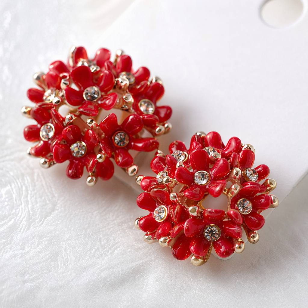 Colorful flower-shaped stud earrings are fashionable, simple and versatile Application Scenario