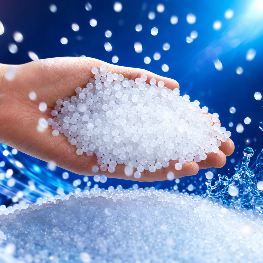 White granular plastic particles are made of general engineering plastic raw materials such as PP, PE and PVC Specification image