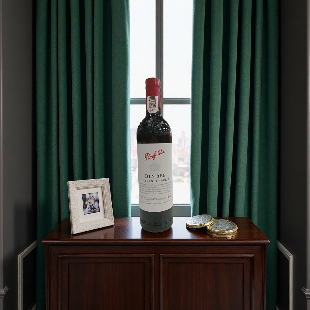 Penfolds Bin389, a blend of Cabernet Sauvignon and Shiraz flavors.