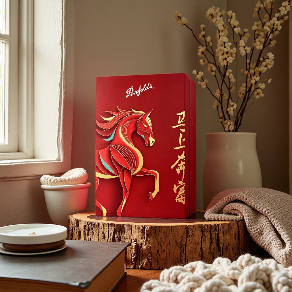 Penfolds Bin389 red wine in two bottles, red gift box, red horse pattern, white label Specification image