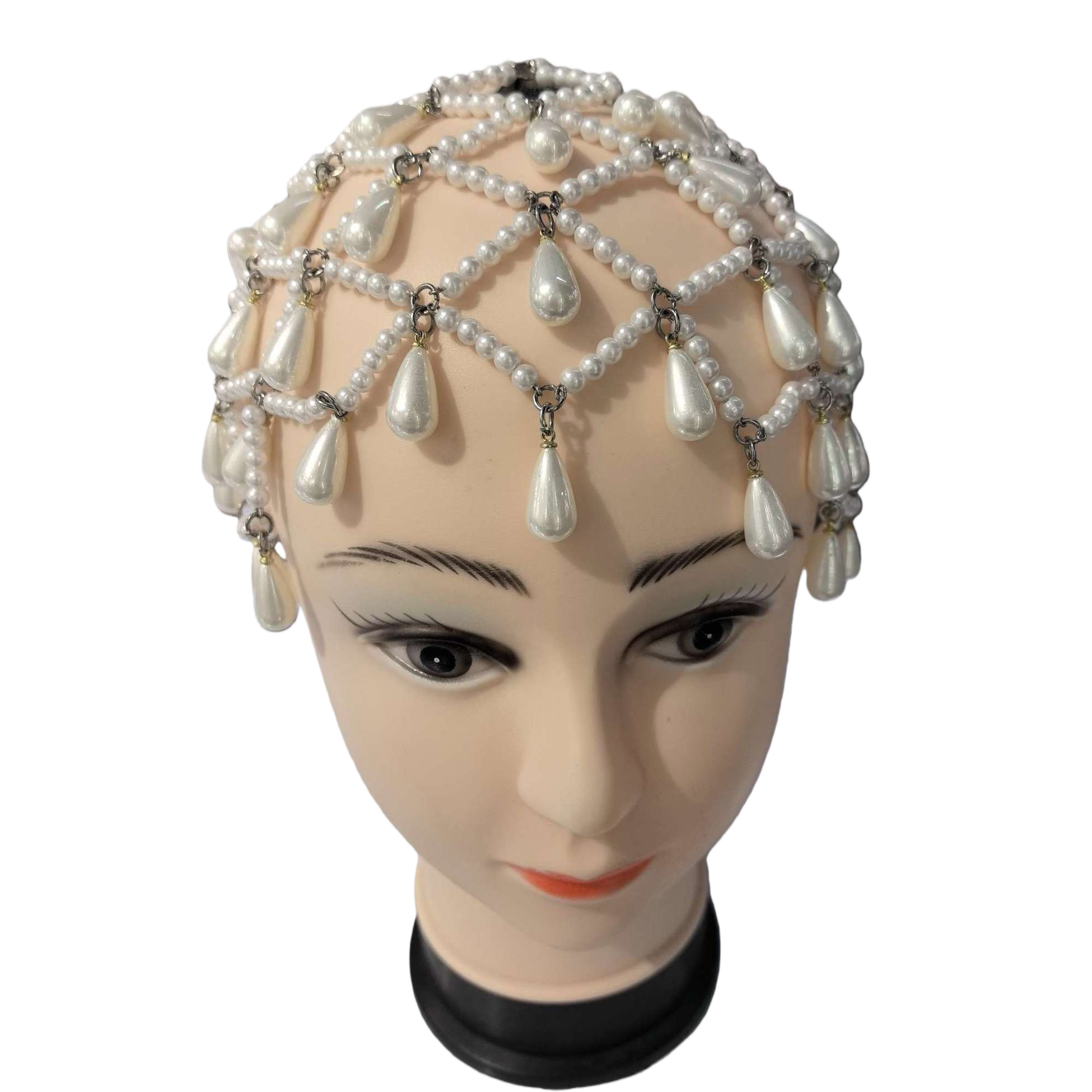 White pearl headpiece figurine head decoration accessory, realistic and exquisite hair accessory Item Picture