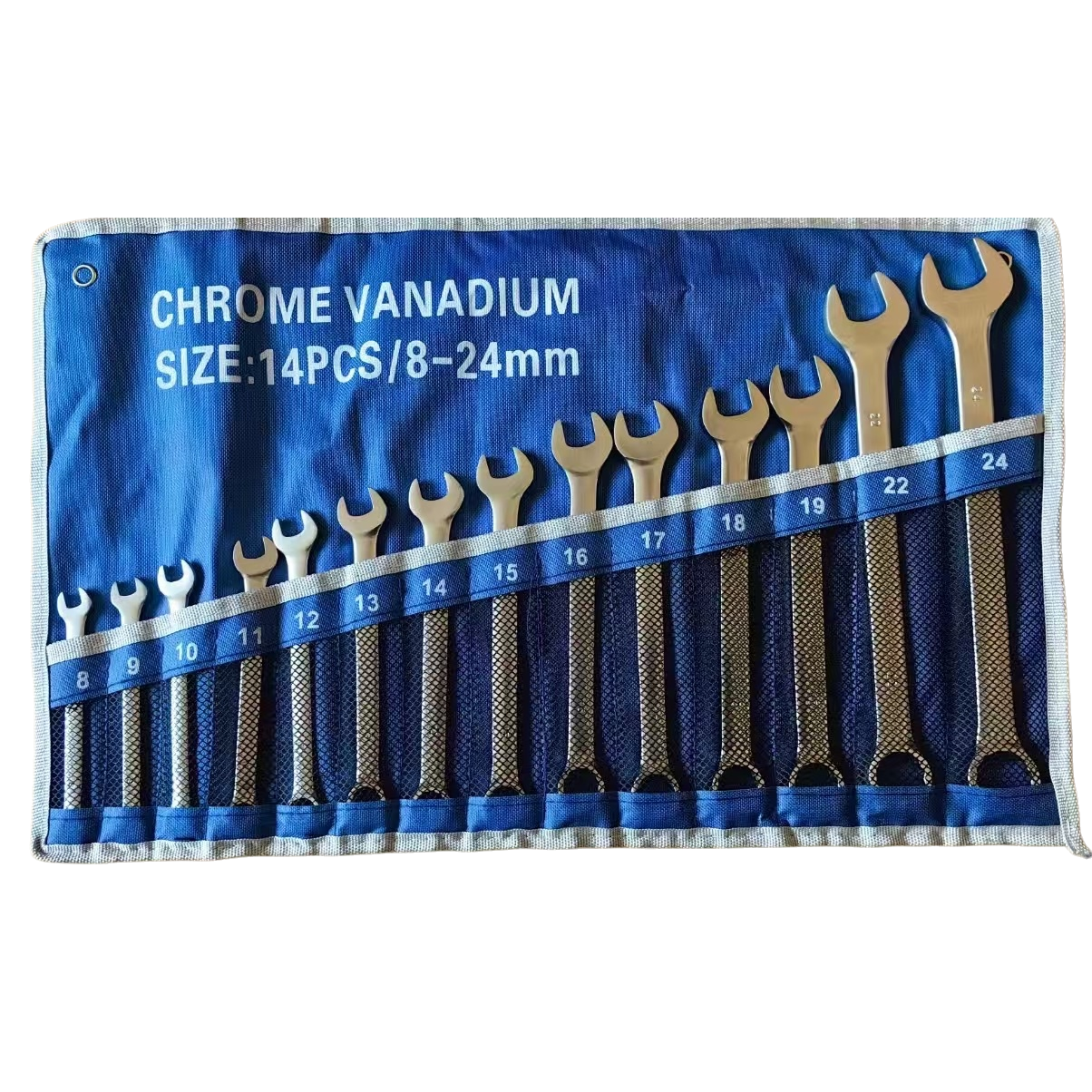 The blue tool roll set includes a portable multi-functional wrench for storage and maintenance Application Scenario