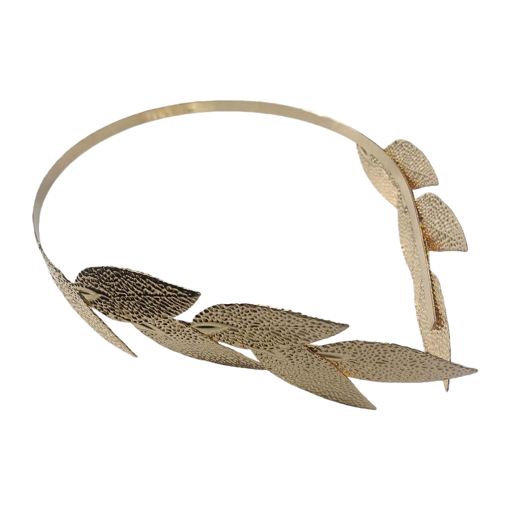 Golden leaf-shaped headwear with artificial plant decoration is a festive party bride's accessory Item Picture