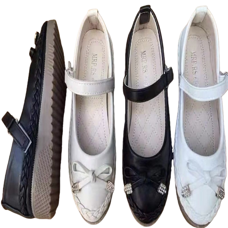 White and black Mary Jane shoes, black thick-soled women's shoes, fashionable and versatile single shoes Item Picture
