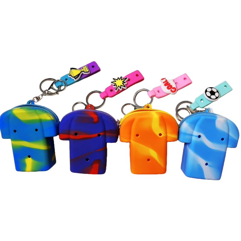 Colorful silicone T-shirt shaped keychain creative pendant, fashionable car bag hanger Item Picture