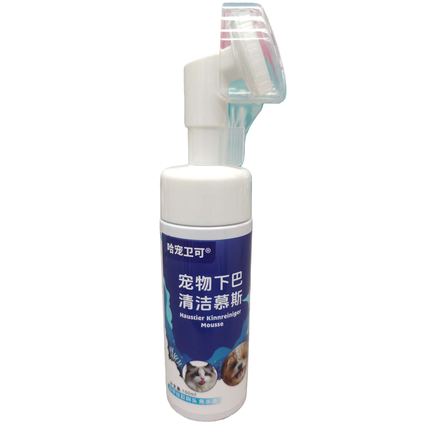 White bottle with blue label pet cleaning mousse, pet-specific deodorizing and sterilizing foam Item Picture