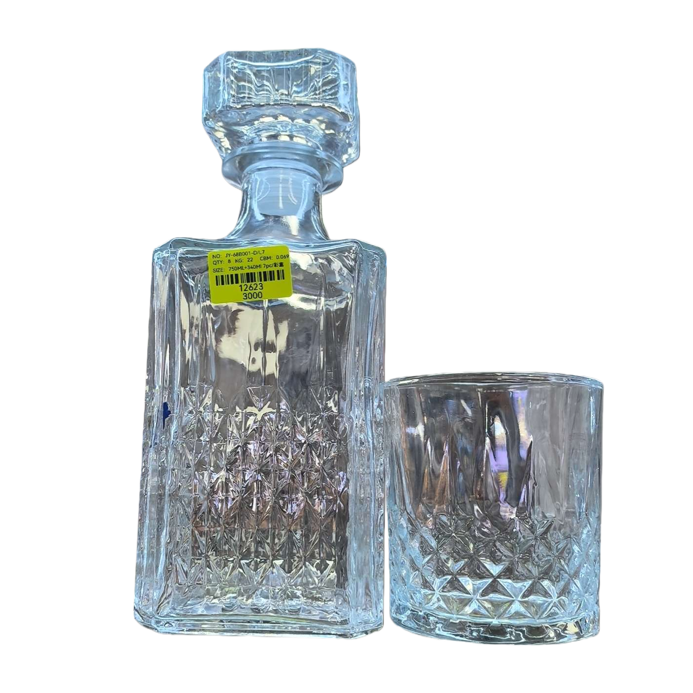 Transparent glass wine bottle with glass cup set, high borosilicate heat-resistant and explosion-proof household wine ware Item Picture