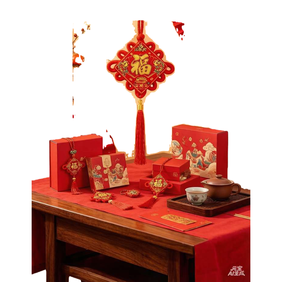 Red New Year gift box set, a festive New Year gift box, is an ideal choice for New Year greetings and gifts during the Spring Festival Item Picture