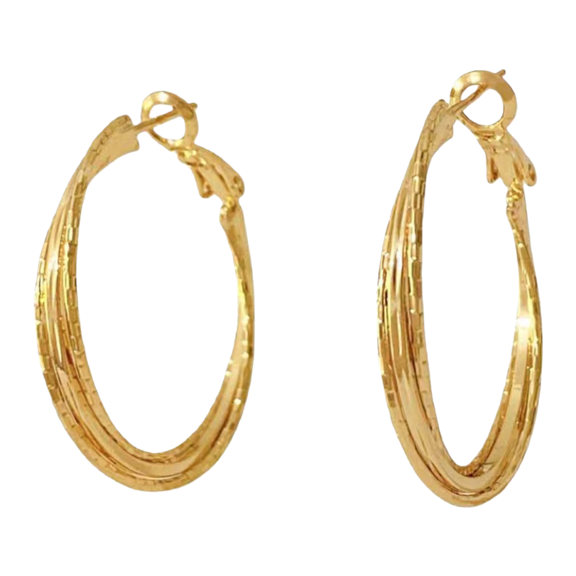 Gold multi-layer texture earrings, fashionable and light luxury design earrings for women Item Picture