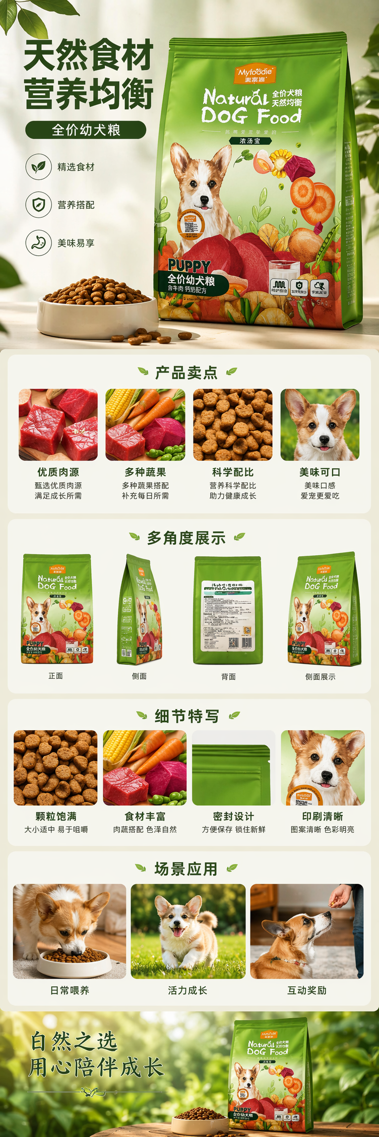 绿色包装袋狗粮天然无谷宠物食品全价成犬专用 pic 1