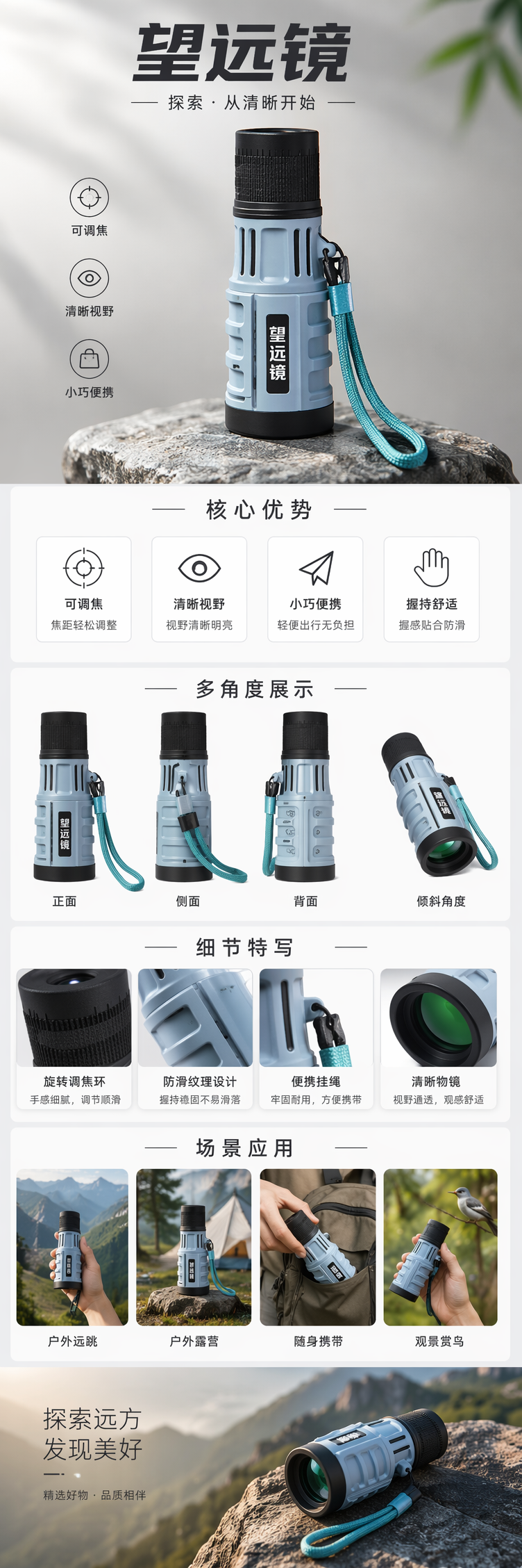 黑色包装盒望远镜高清便携式观景天文双筒望远镜 pic 1