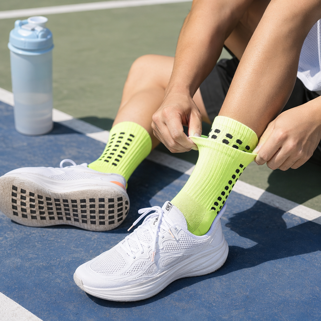 Fluorescent green sports socks, quick-drying, breathable, anti-slip and sweat-absorbing, unisex details Picture