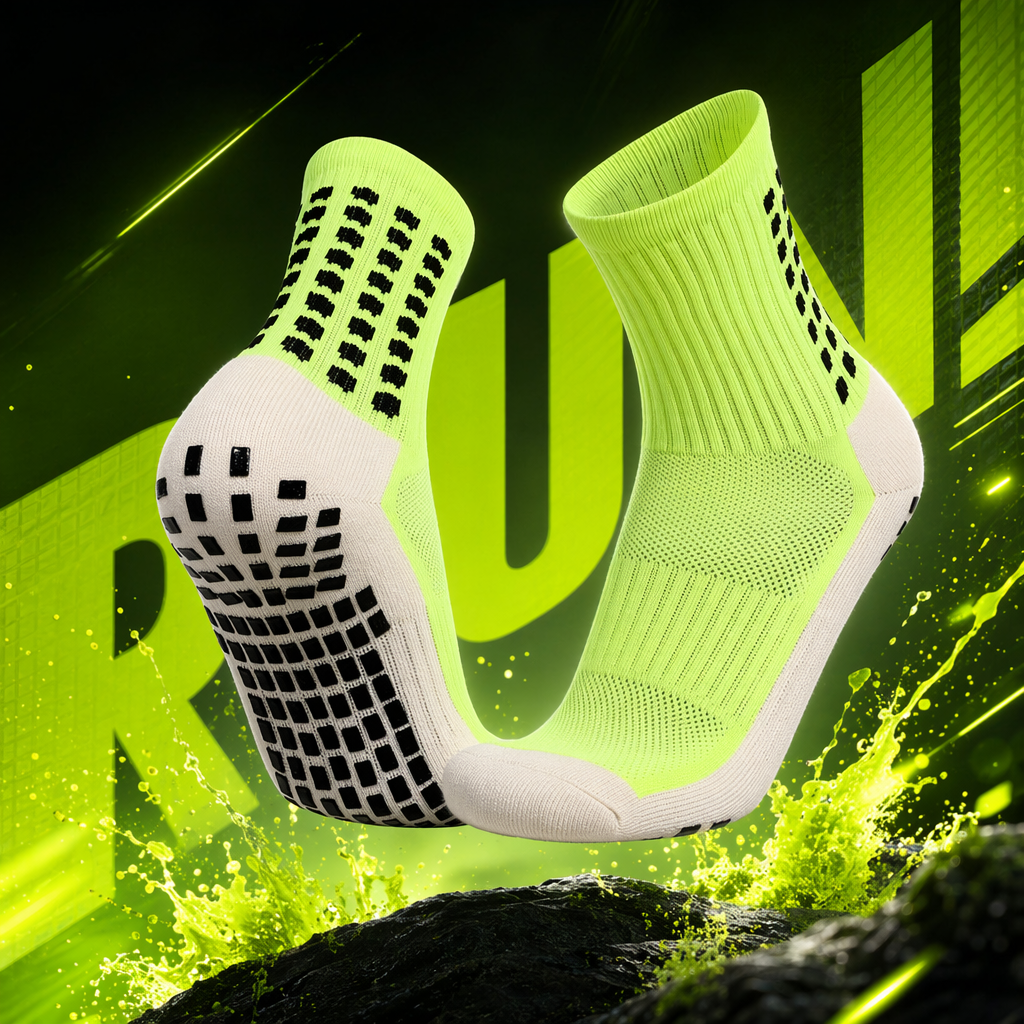 Fluorescent green sports socks, quick-drying, breathable, anti-slip and sweat-absorbing, unisex Specification image