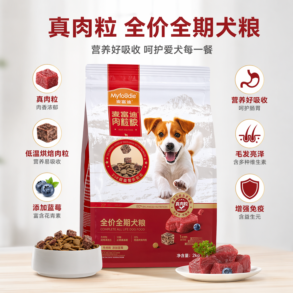 红色包装袋狗粮天然无谷成犬专用营养均衡宠物食品