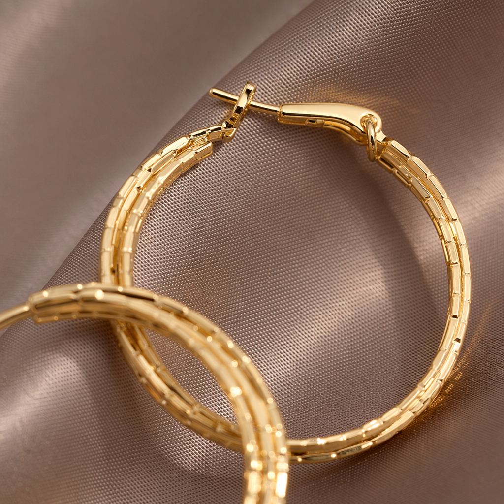 Gold multi-layer texture earrings, fashionable and light luxury design earrings for women Application Scenario
