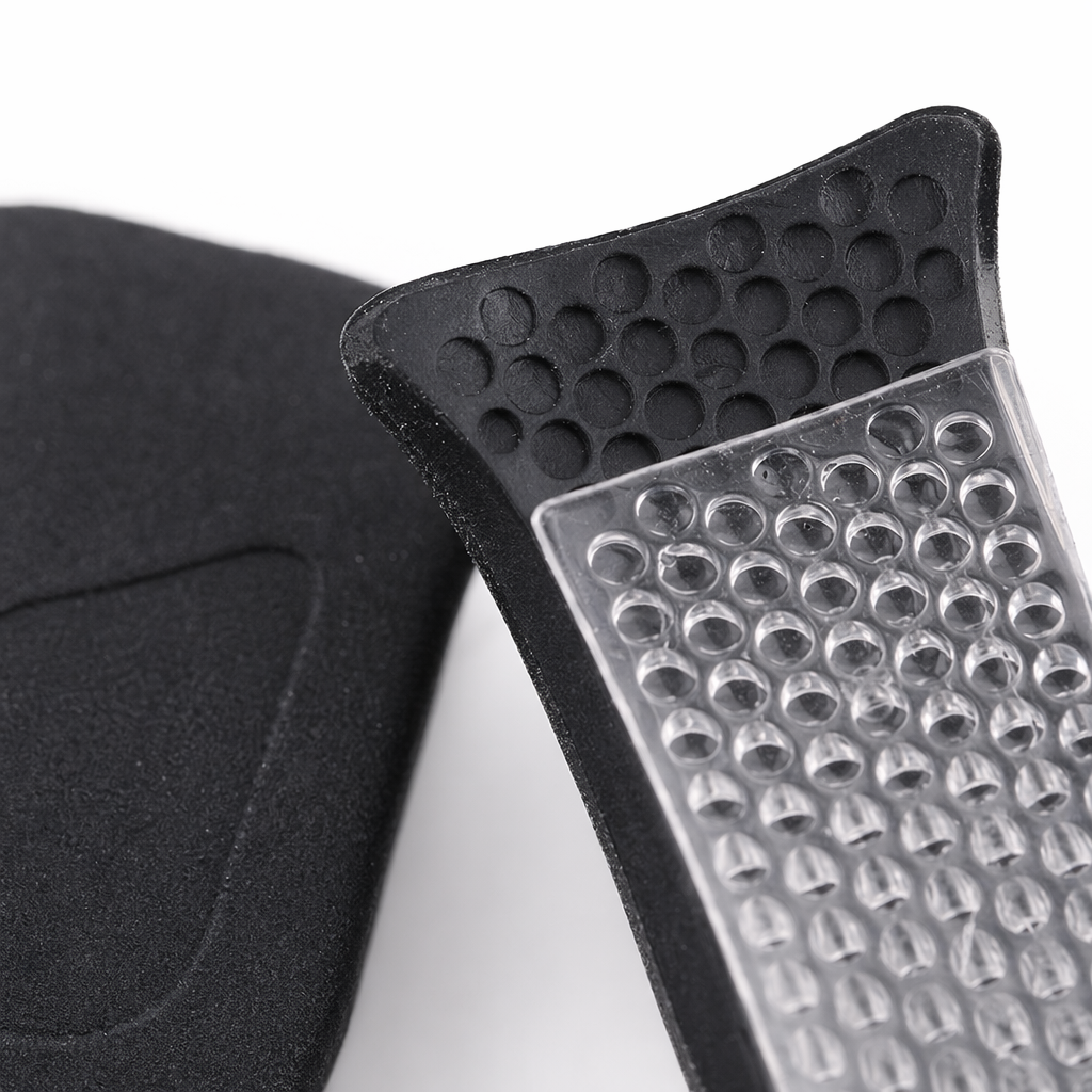 The black insoles with transparent silicone massage bases provide comfortable and anti-slip arch support Application Scenario