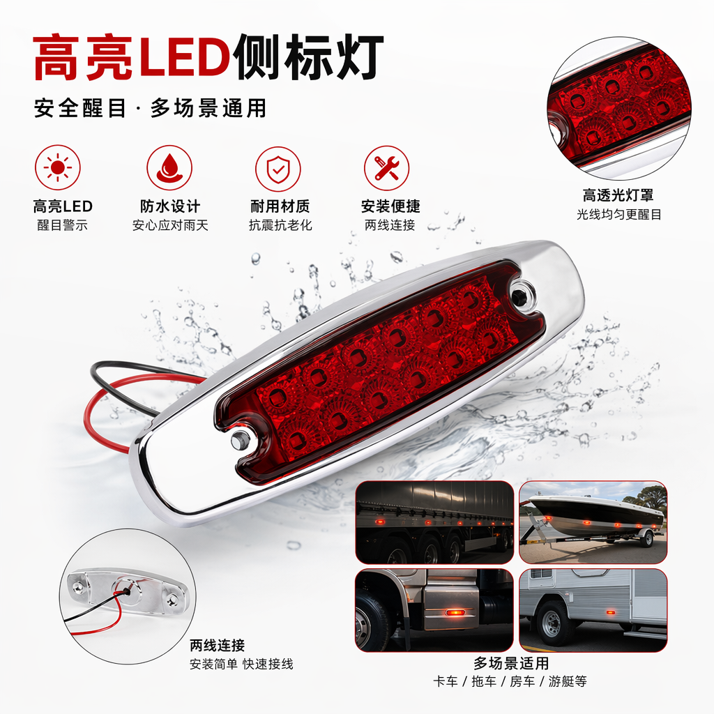 Auto and motorcycle parts: Car lights, brake lights, suitable for various vehicle models, LED high-brightness and durable, truck side lights, taillights Auto and motorcycle parts: Car lights, brake lights, suitable for various vehicle models, LED high-brightness and durable, truck side lights, taillights