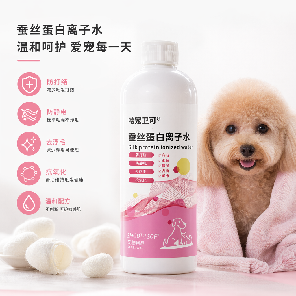 White plastic bottle for pet silk protein ionized water