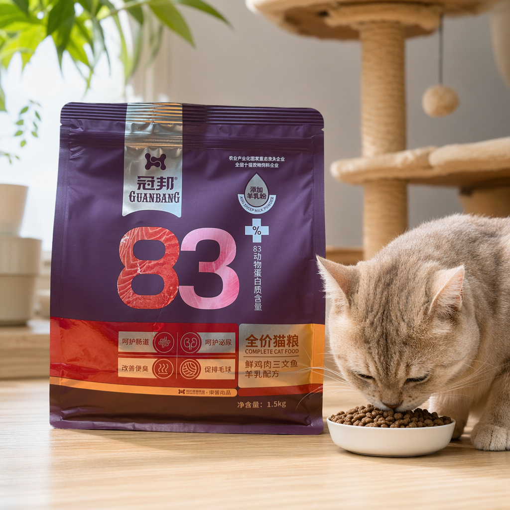 Purple packaging bag cat food, natural and grain-free, is a nutritionally balanced staple food for adult cats details Picture