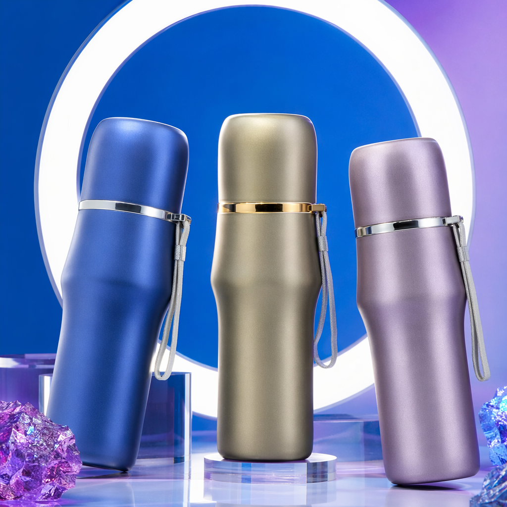 كأس ساخن أرجواني أزرق اللون من نوع 304 من الفولاذ غير القابل للصدأ، معزول حراريا بالتفريغ Specification image
