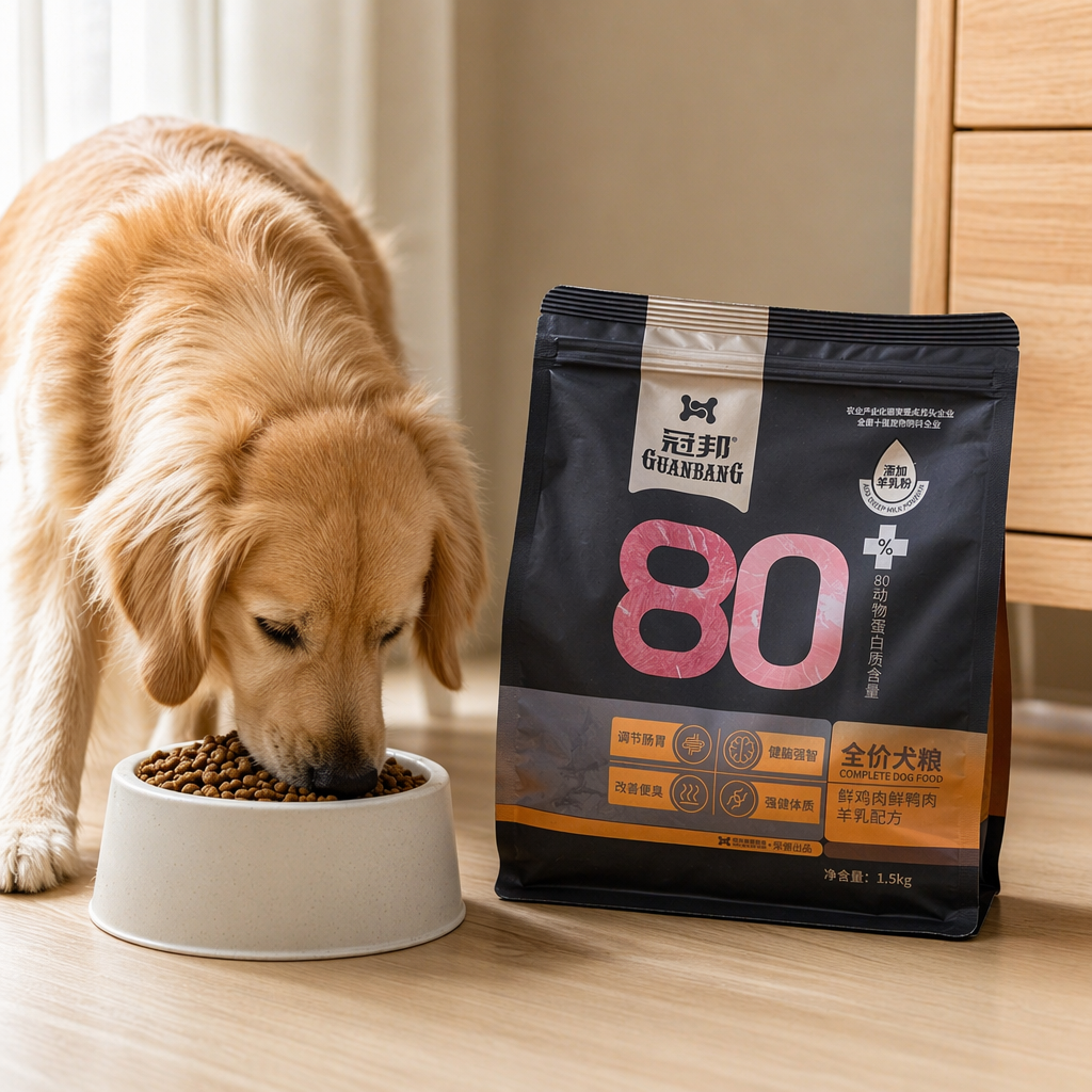 Black packaging bag dog food, natural, grain-free, high-protein, suitable for adult dogs and puppies details Picture