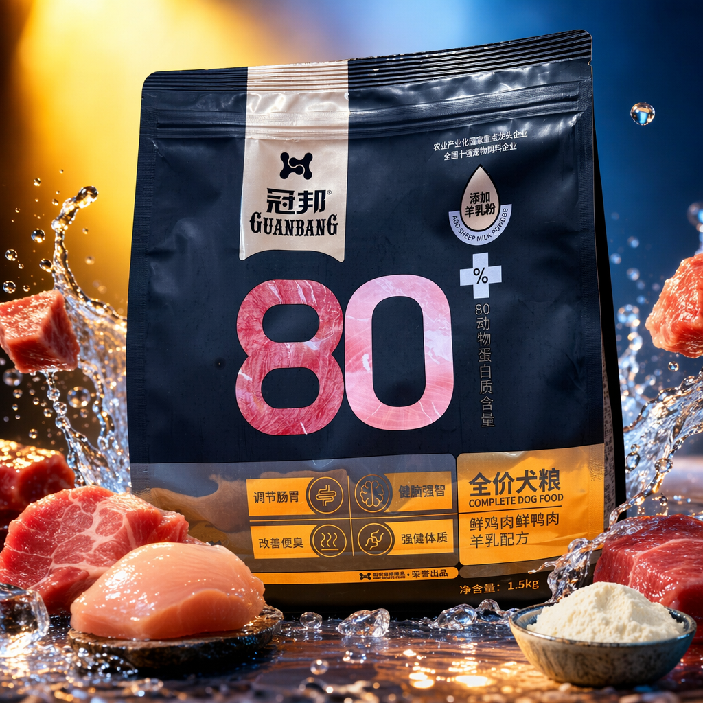 Black packaging bag dog food, natural, grain-free, high-protein, suitable for adult dogs and puppies Specification image