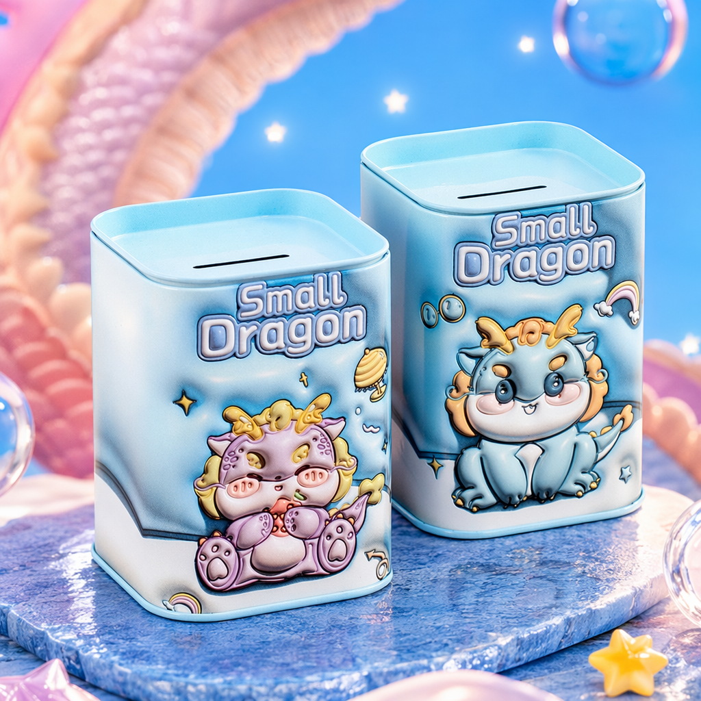 浅蓝小龙存钱罐细节图