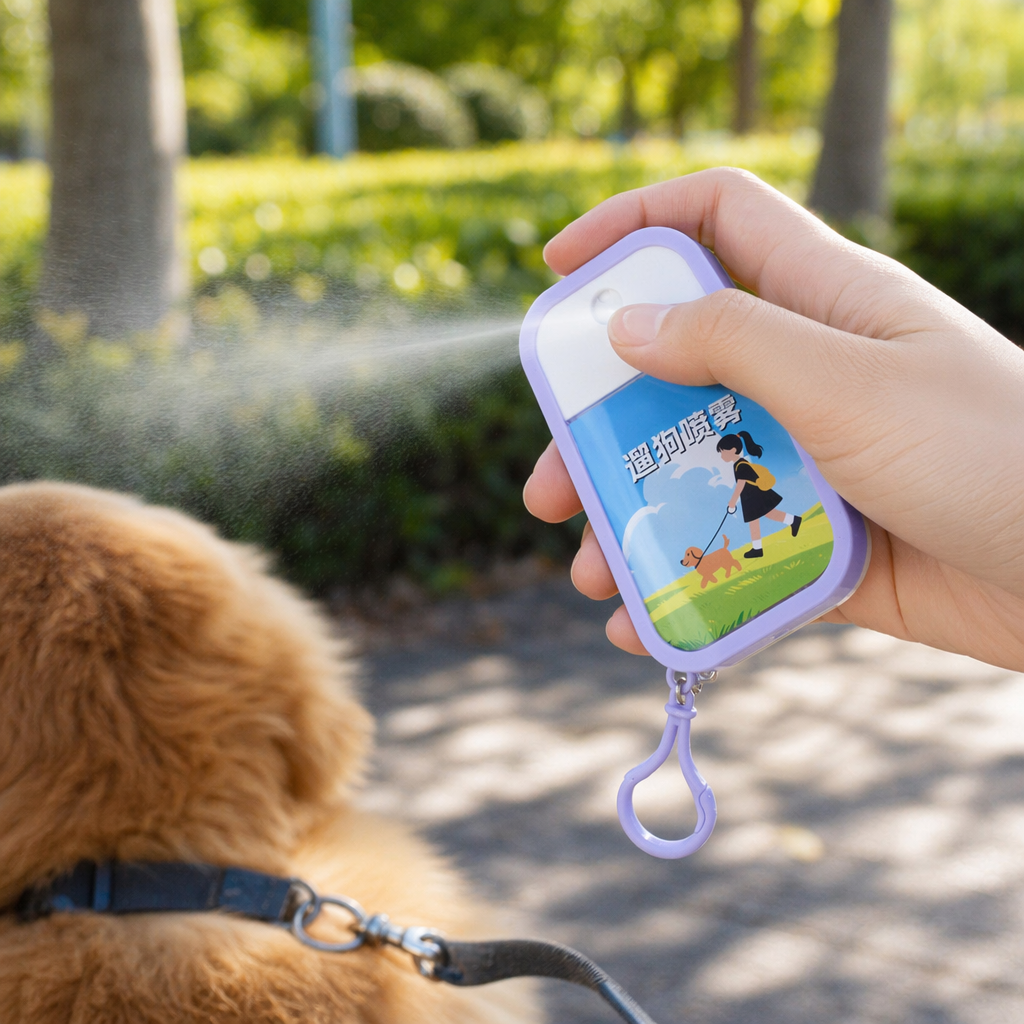 Purple shell with a buckle dog walking spray bottle, portable pet sprayer for going out details Picture