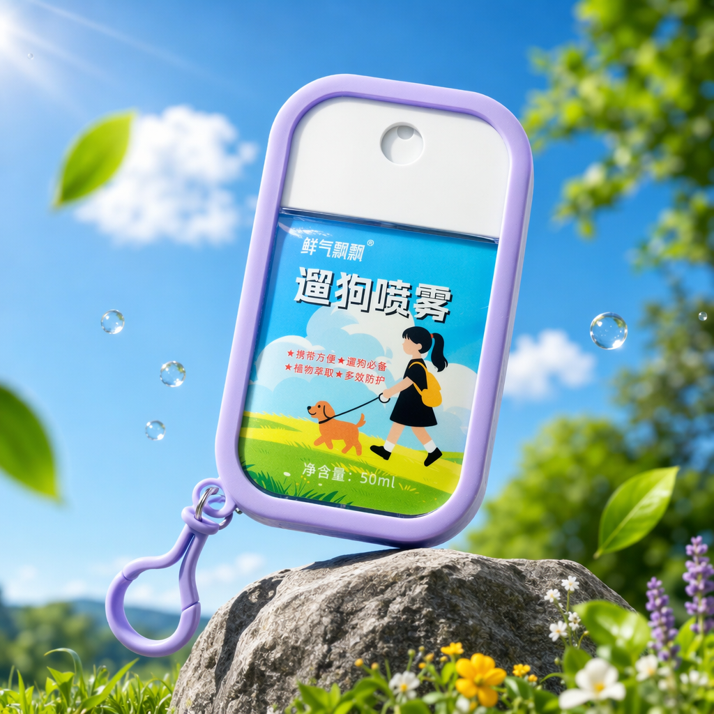 Purple shell with a buckle dog walking spray bottle, portable pet sprayer for going out Specification image