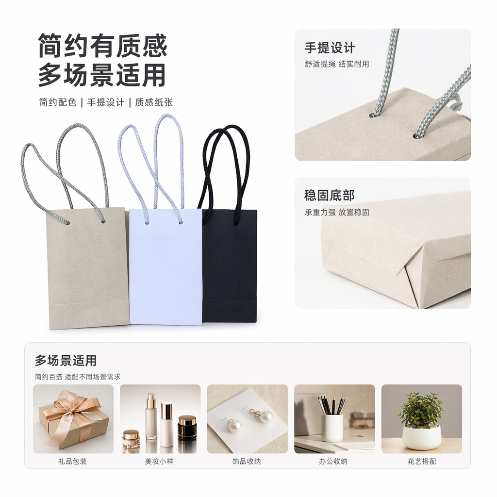 米色白色黑色三色可选简约纯色纸袋