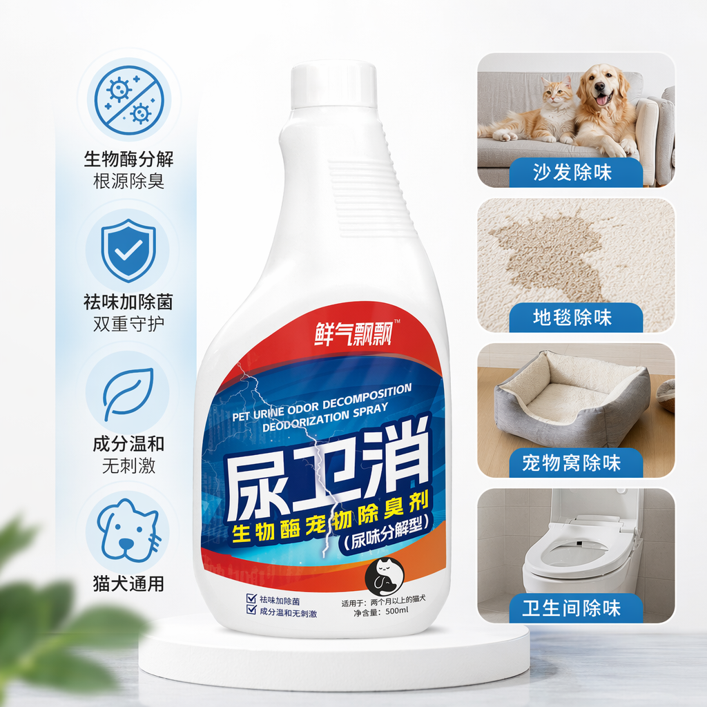 White spray bottle urine hygiene biological enzyme pet deodorant