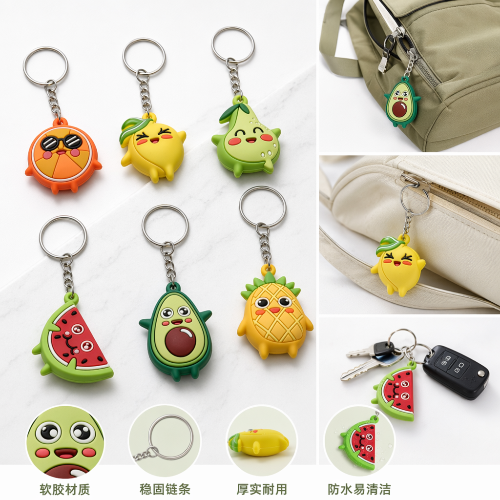 Cute fruit keychains, adorable cartoon pendants and portable small items