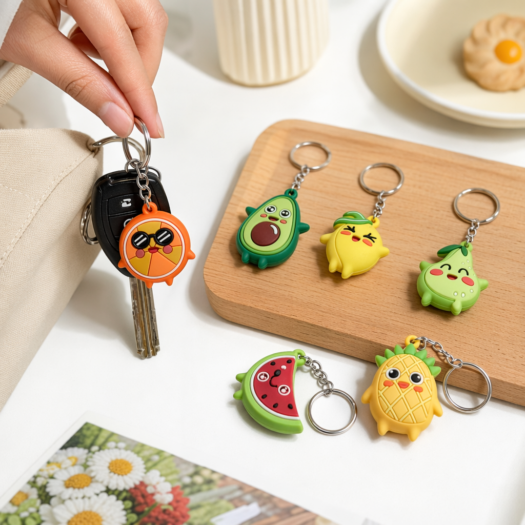 Cute fruit keychains, adorable cartoon pendants and portable small items details Picture