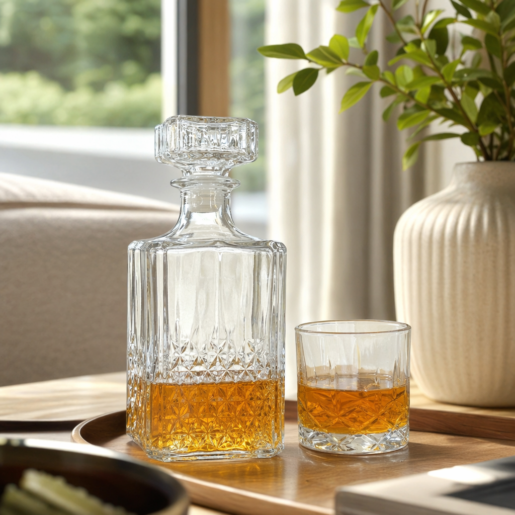 Transparent glass wine bottle with glass cup set, high borosilicate heat-resistant and explosion-proof household wine ware details Picture
