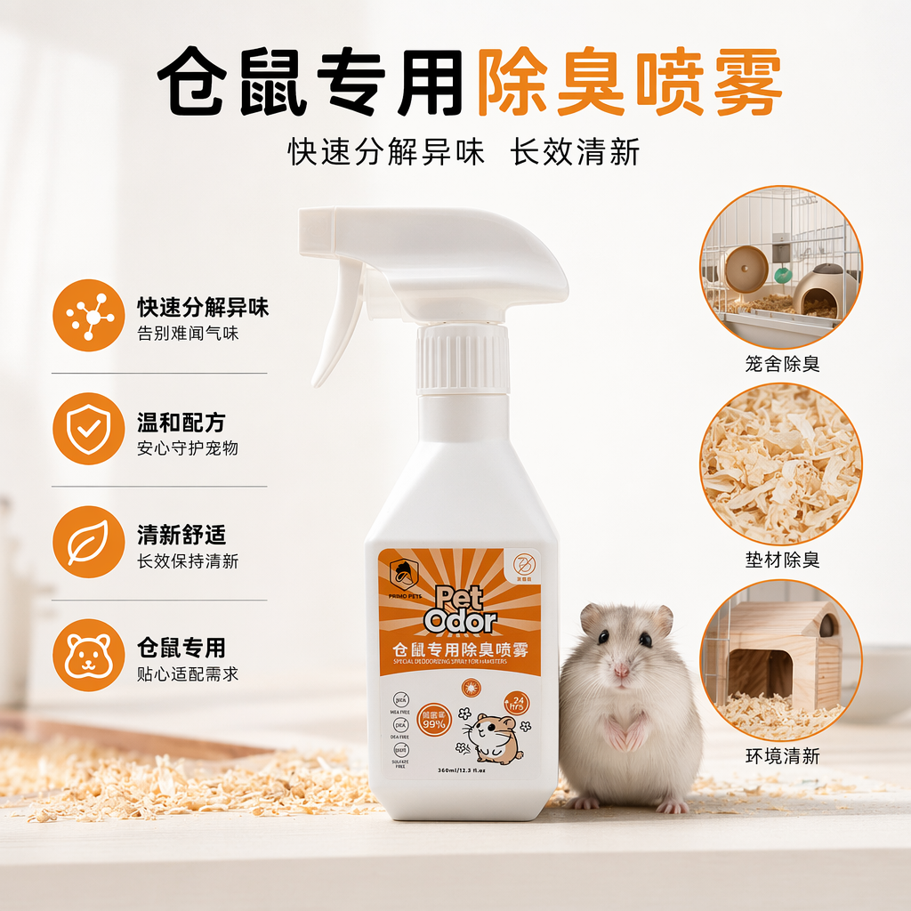 仓鼠专用白色喷雾瓶除臭喷雾 宠物笼舍清洁去味