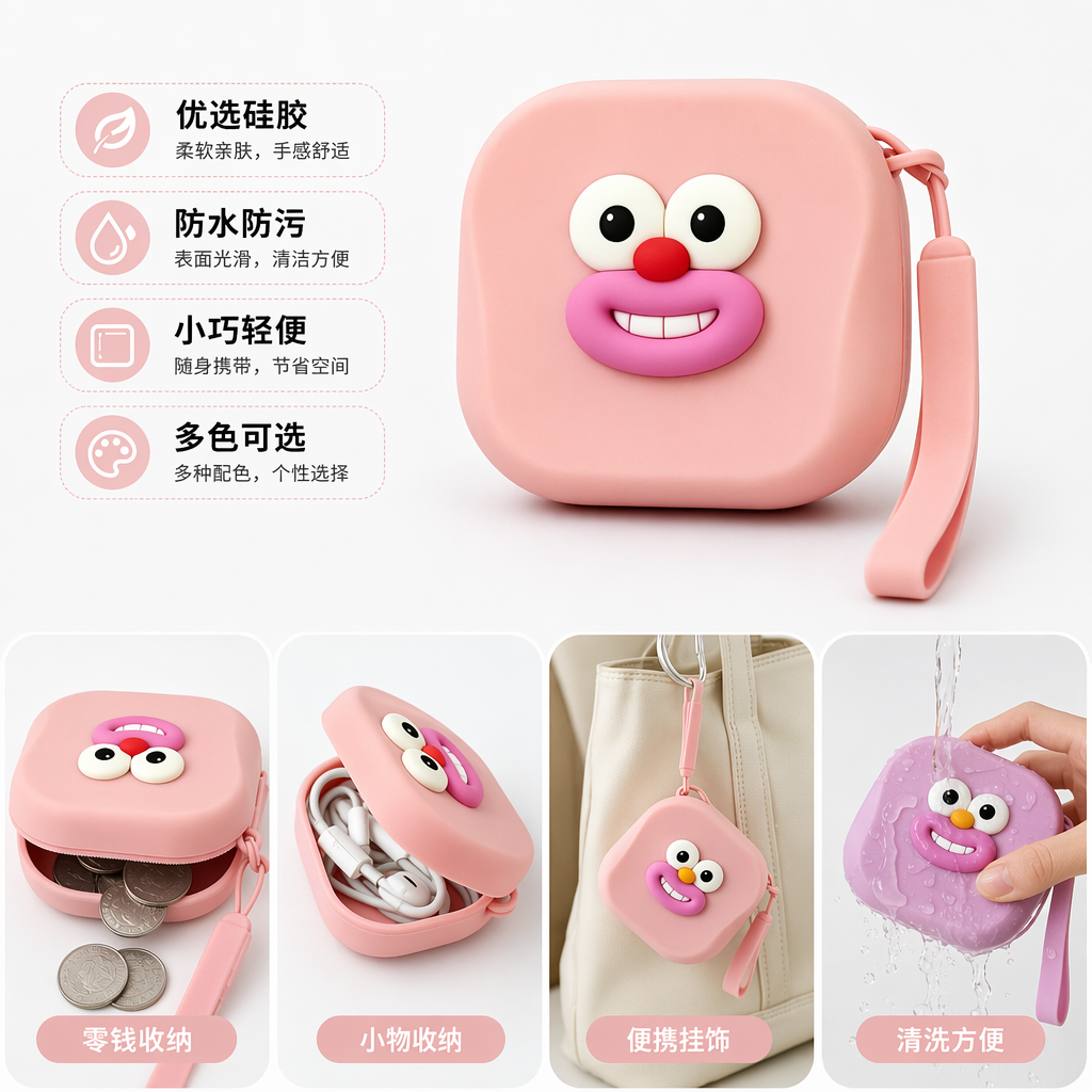 彩色卡通表情耳机盒 便携式收纳盒适配AirPods