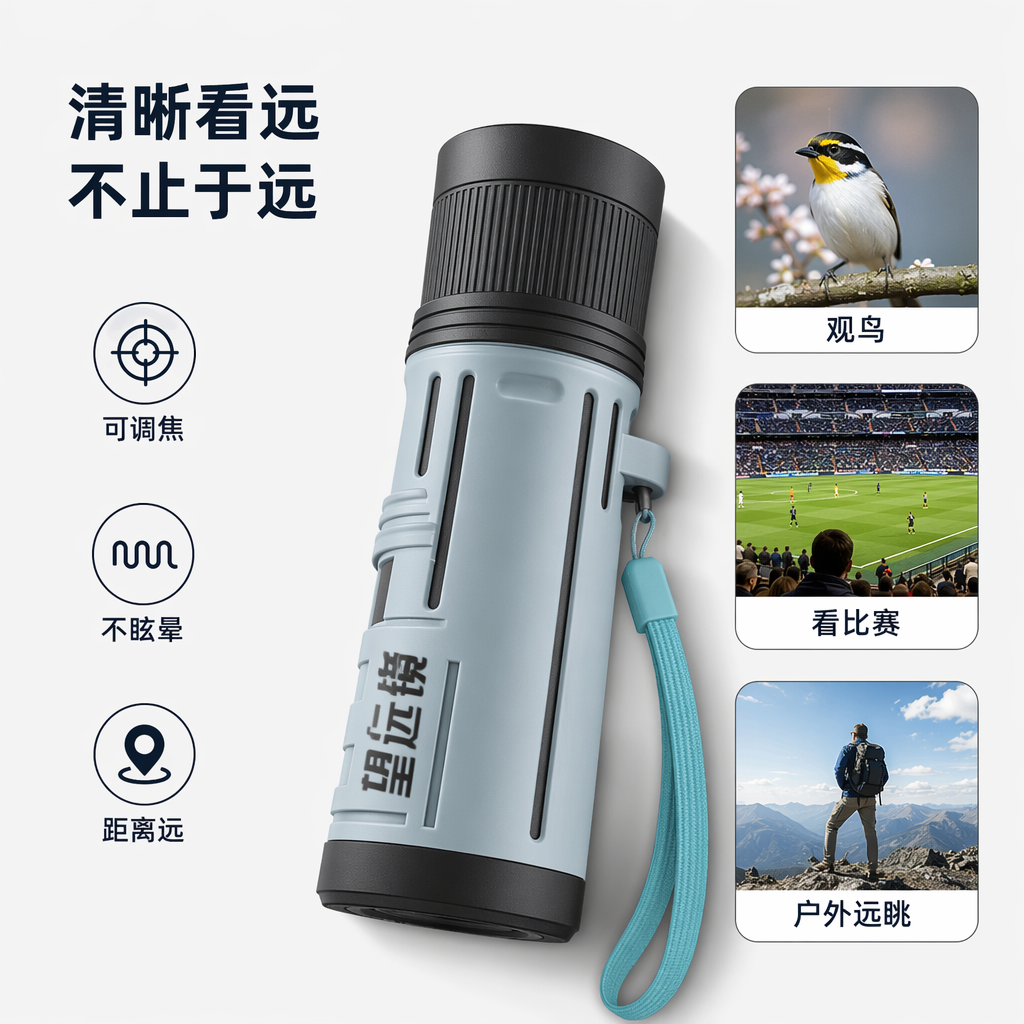黑色包装盒望远镜高清便携式观景天文双筒望远镜