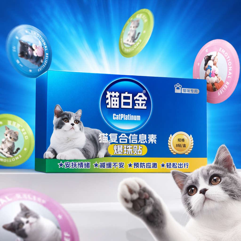 Cat platinum blue packaging box with composite pheromone bead stickers Specification image