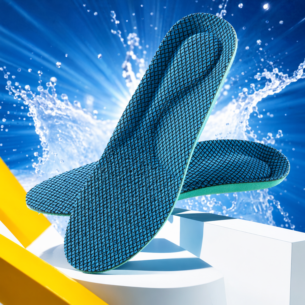 The blue grid shock-absorbing thickened insoles are unisex, breathable, pressure-reducing, comfortable and height-increasing Specification image