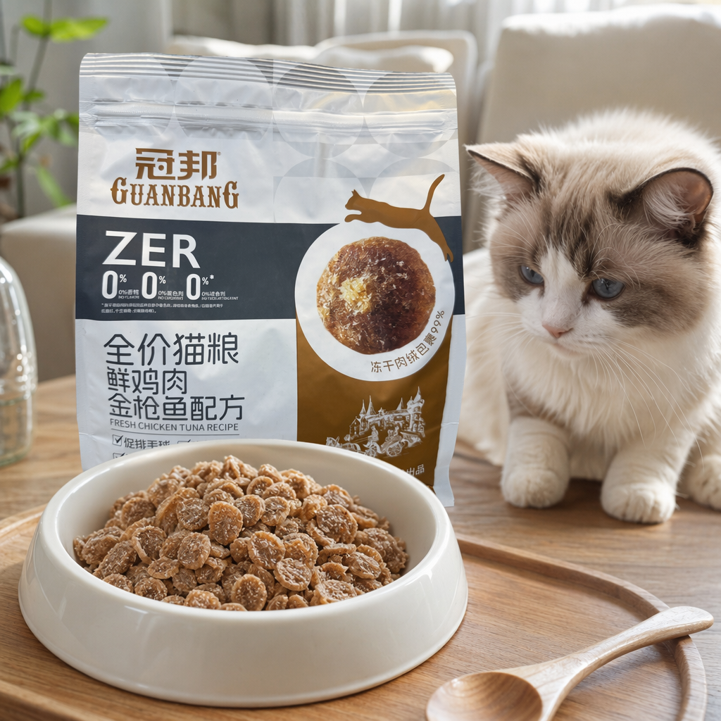 Silver packaging bag cat food, natural, grain-free, high protein, specially designed for adult cats details Picture