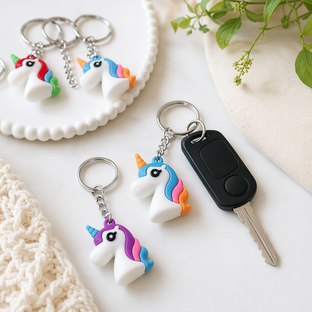 Colorful unicorn keychains, cute plush pendants, girls' bags, decorative small gifts details Picture