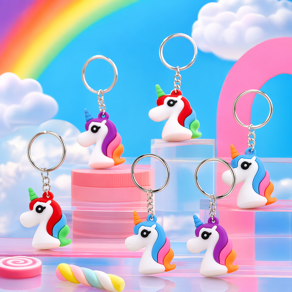 Colorful unicorn keychains, cute plush pendants, girls' bags, decorative small gifts Specification image