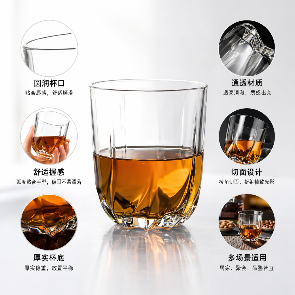 透明玻璃杯装琥珀色液体香薰精油礼盒装