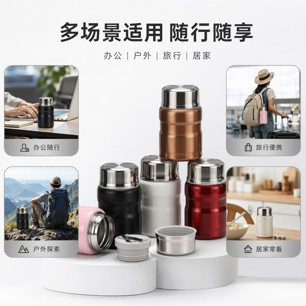彩色保温杯 不锈钢真空保冷保热便携水杯