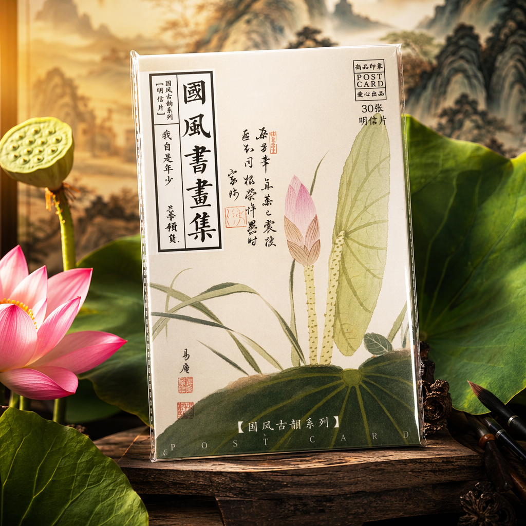 浅色瓷砖地面适配国风书画集明信片盒文艺家居装饰 Specification image
